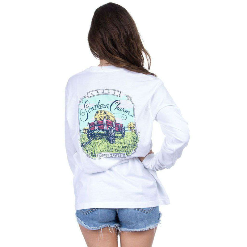 Classic Southern Charm Long Sleeve in White by Lauren James - Country Club Prep