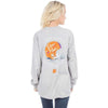 Clemson University Helmet Long Sleeve Tee in Heather Grey by Lauren James - Country Club Prep