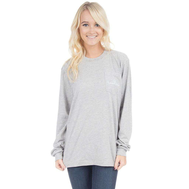 Clemson University Helmet Long Sleeve Tee in Heather Grey by Lauren James - Country Club Prep