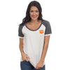 Clemson Vintage Tailgate Tee in White and Heathered Grey by Lauren James - Country Club Prep
