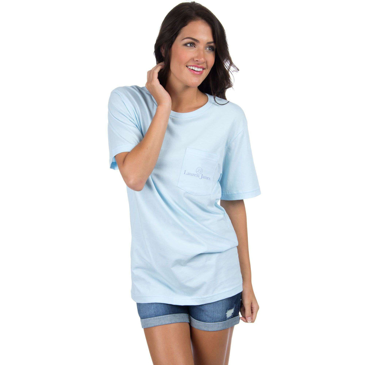 Coastal Squeeze Tee in Light Blue by Lauren James - Country Club Prep