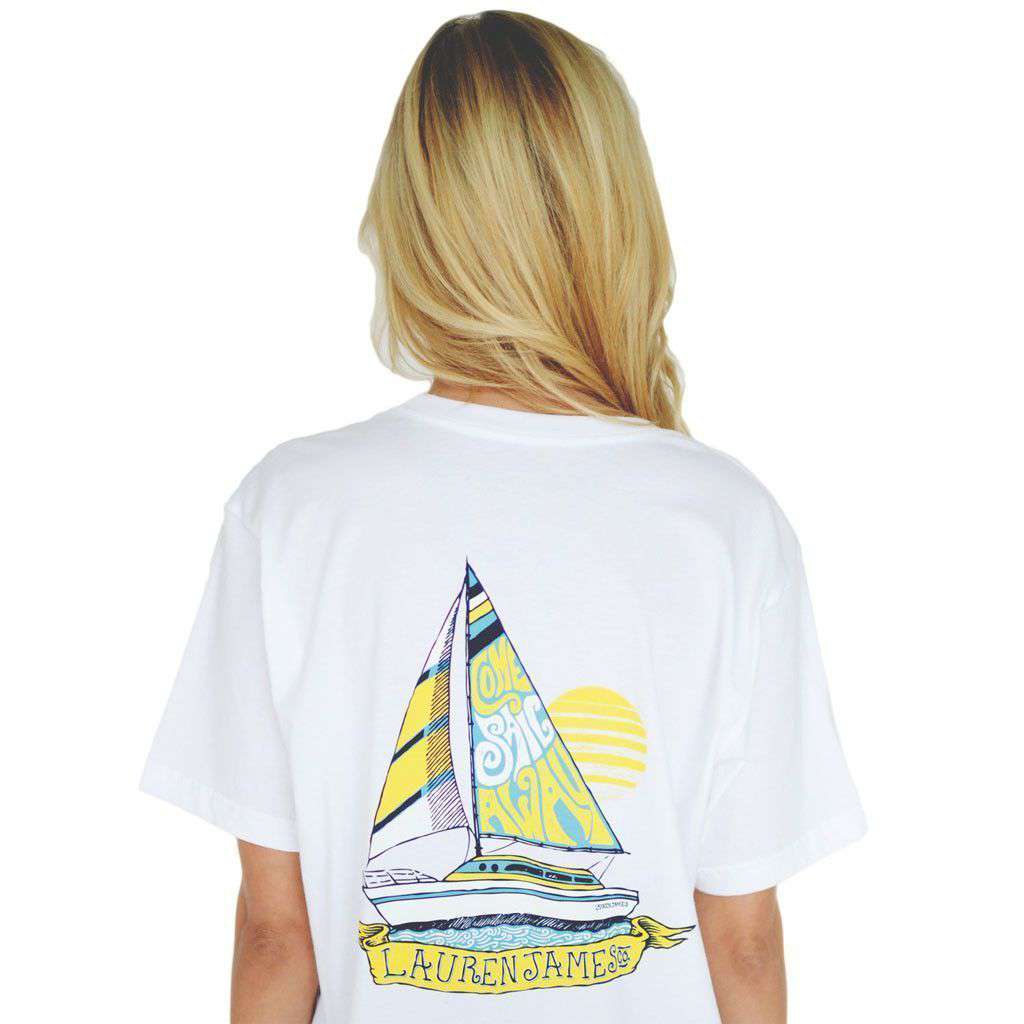 Come Sail Away Tee in White by Lauren James - Country Club Prep