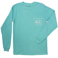 Crab Pattern Long Sleeve Tee Shirt in Chalky Mint by Southern Fried Cotton - Country Club Prep