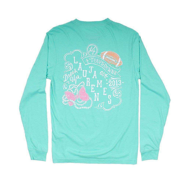 Dress Up Touchdowns Long Sleeve Tee Shirt in Seafoam by Lauren James - Country Club Prep