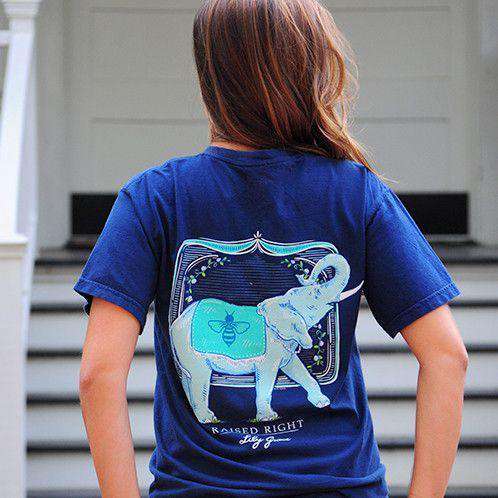 Elephant Raised Right Tee in True Navy  by Lily Grace - Country Club Prep