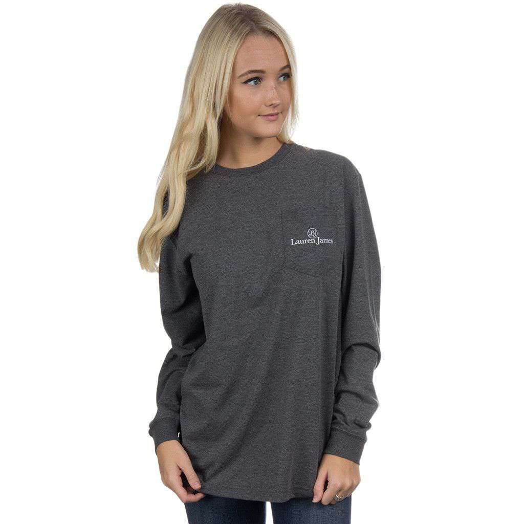 EndZone Etiquette Long Sleeve Tee in Dark Heather Grey by Lauren James - Country Club Prep