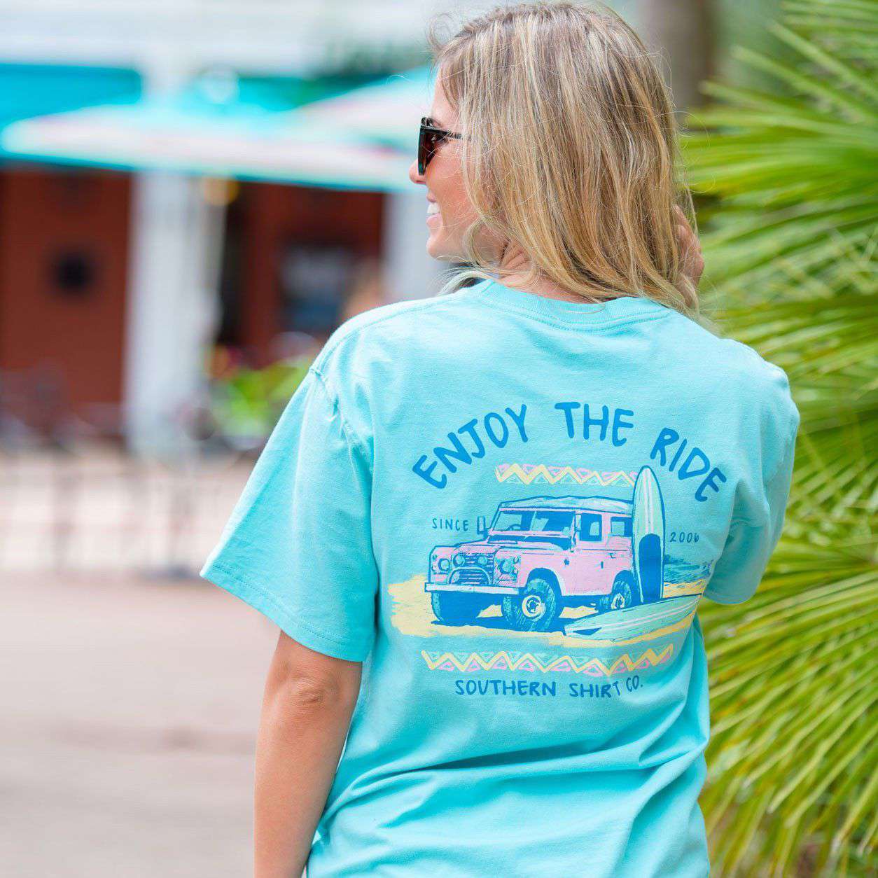 Southern Shirt Company Enjoy the Ride Tee Shirt in Aqua Sky