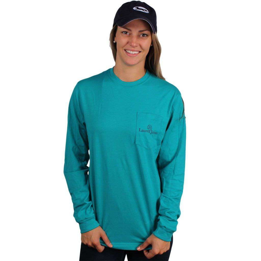 Exclusive Preppin' Ain't Easy Long Sleeve Tee in Tropical Green by Lauren James & CCP - Country Club Prep