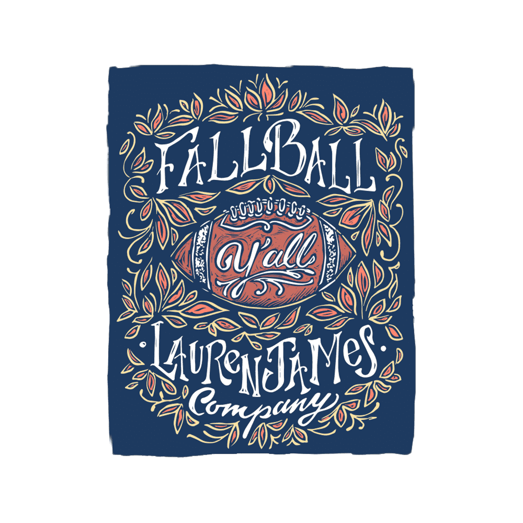 Fall Ball Y'all Long Sleeve Tee Shirt in Estate Blue by Lauren James - Country Club Prep