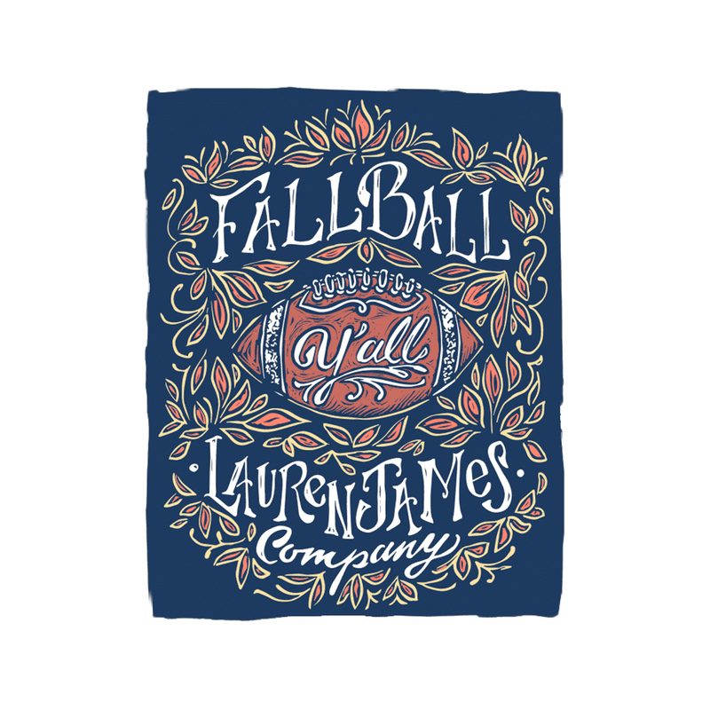Fall Ball Y'all Long Sleeve Tee Shirt in Estate Blue by Lauren James - Country Club Prep