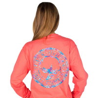Floral Logo Long Sleeve Tee in Sugar Coral by The Southern Shirt Co. - Country Club Prep