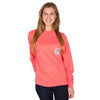 Floral Logo Long Sleeve Tee in Sugar Coral by The Southern Shirt Co. - Country Club Prep