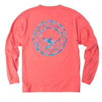 Floral Logo Long Sleeve Tee in Sugar Coral by The Southern Shirt Co. - Country Club Prep