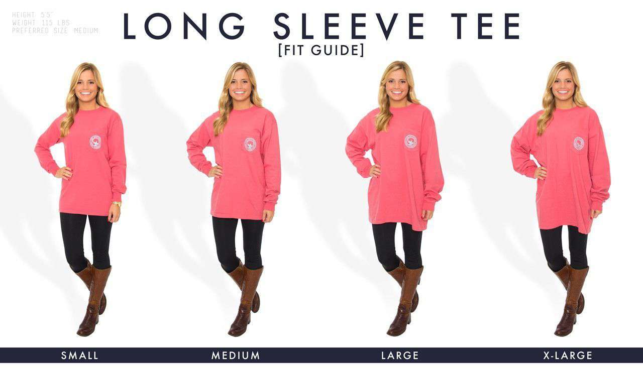 Floral Logo Long Sleeve Tee in Sugar Coral by The Southern Shirt Co. - Country Club Prep
