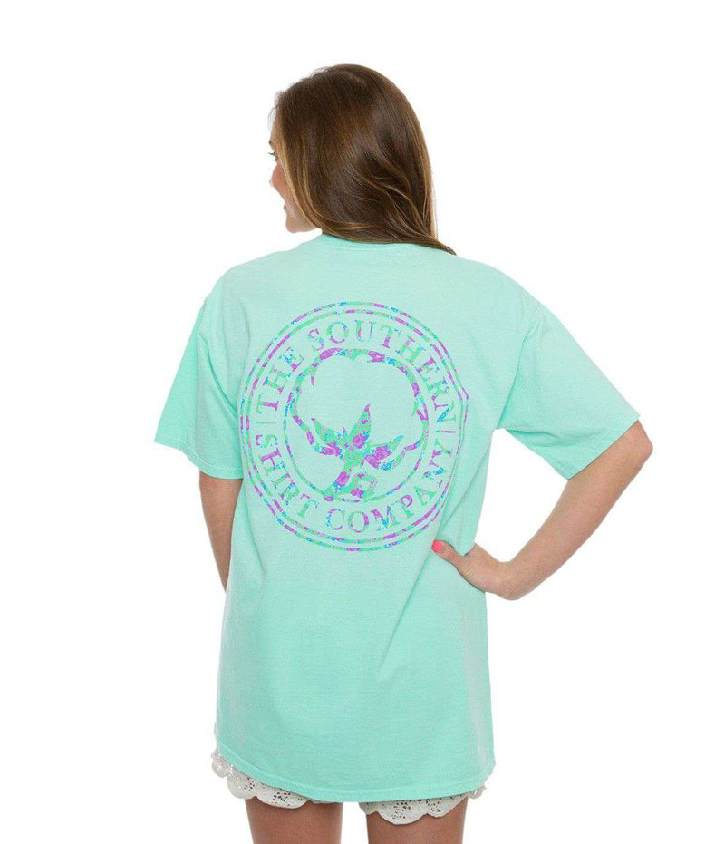 Flower Logo Short Sleeve Tee in Ocean Blue by The Southern Shirt Co. - Country Club Prep