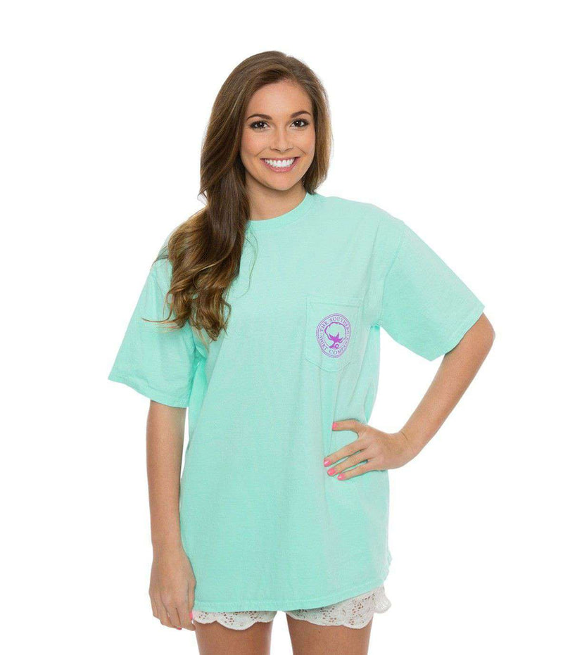 Flower Logo Short Sleeve Tee in Ocean Blue by The Southern Shirt Co. - Country Club Prep