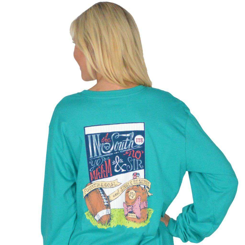 Fourth and Goal Long Sleeve Tee in Tropical Green by Lauren James - Country Club Prep