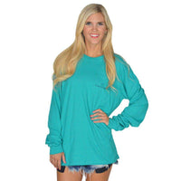 Fourth and Goal Long Sleeve Tee in Tropical Green by Lauren James - Country Club Prep