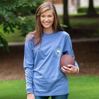 Game Day Tradition Long Sleeve Tee Shirt in Periwinkle by The Southern Shirt Co. - Country Club Prep