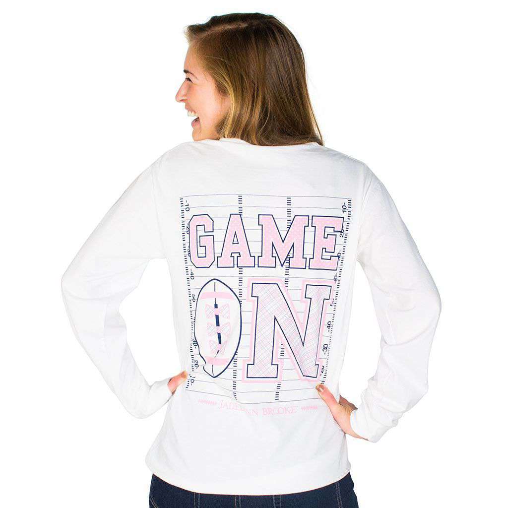 Game On Longsleeve Tee Shirt in White by Jadelynn Brooke - Country Club Prep