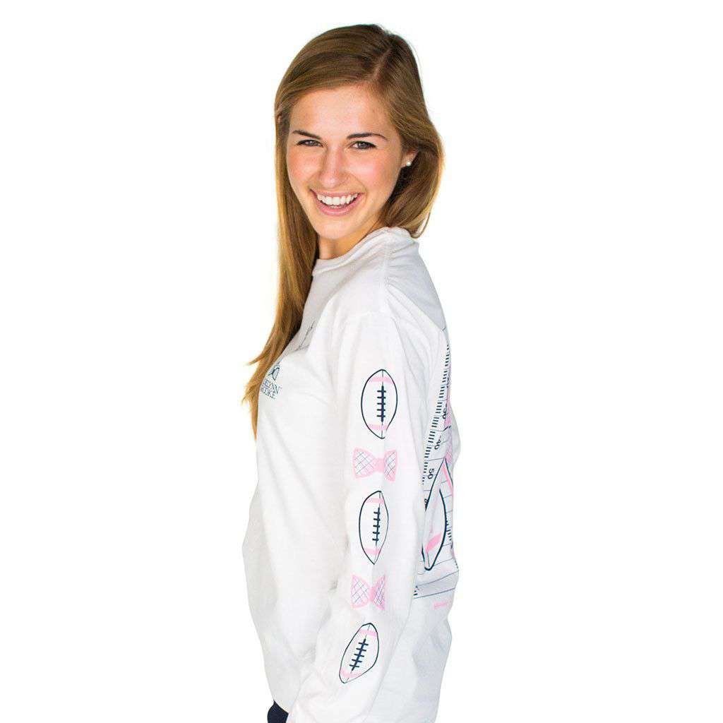 Game On Longsleeve Tee Shirt in White by Jadelynn Brooke - Country Club Prep