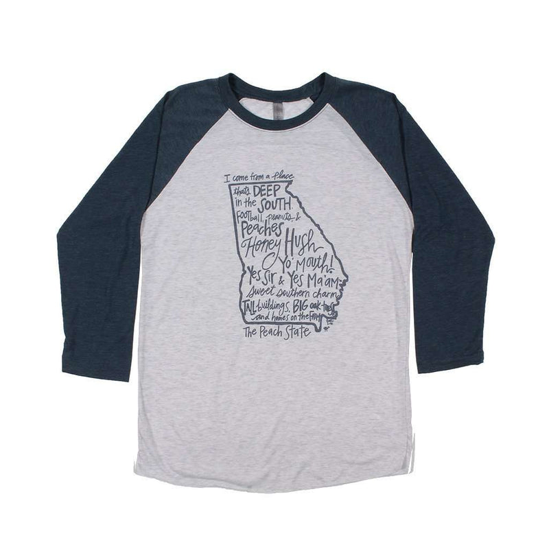 Georgia I Come From A Place Raglan Tee Shirt by Southern Roots - Country Club Prep