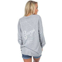 Georgia Line Art Long Sleeve Tee in Heather Grey by Lauren James - Country Club Prep