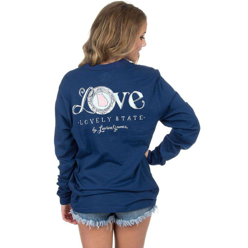 Lauren James Georgia Love Long Sleeve Tee in Navy – Country Club Prep