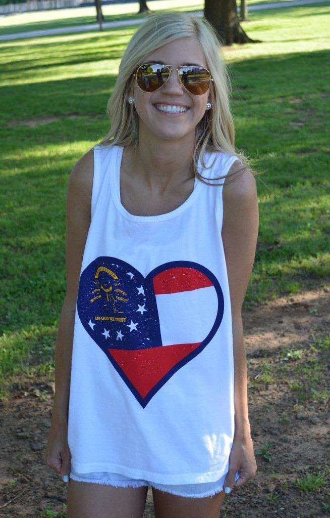 Georgia Pride Tank Top in White Lauren James - Country Club Prep