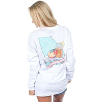 Georgia Sweet Tea Long Sleeve Tee in White by Lauren James - Country Club Prep