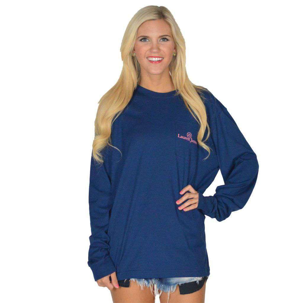 Get Your Shine On Long Sleeve Tee in Estate Blue by Lauren James - Country Club Prep