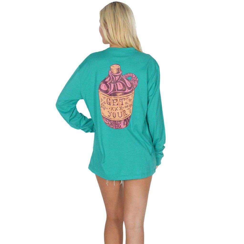 Get Your Shine On Long Sleeve Tee in Tropical Green by Lauren James - Country Club Prep