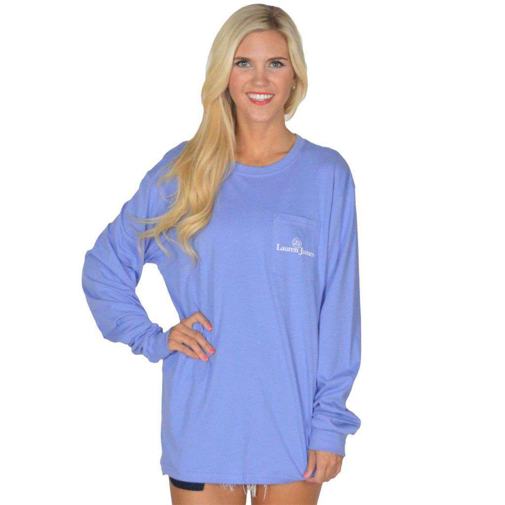 Gettin' Friski Long Sleeve Tee in Periwinkle Blue by Lauren James - Country Club Prep