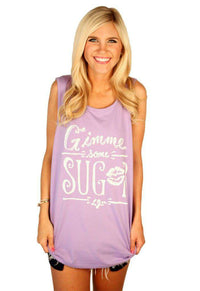 Gimme Some Sugar Tank Top in Lavender by Lauren James - Country Club Prep