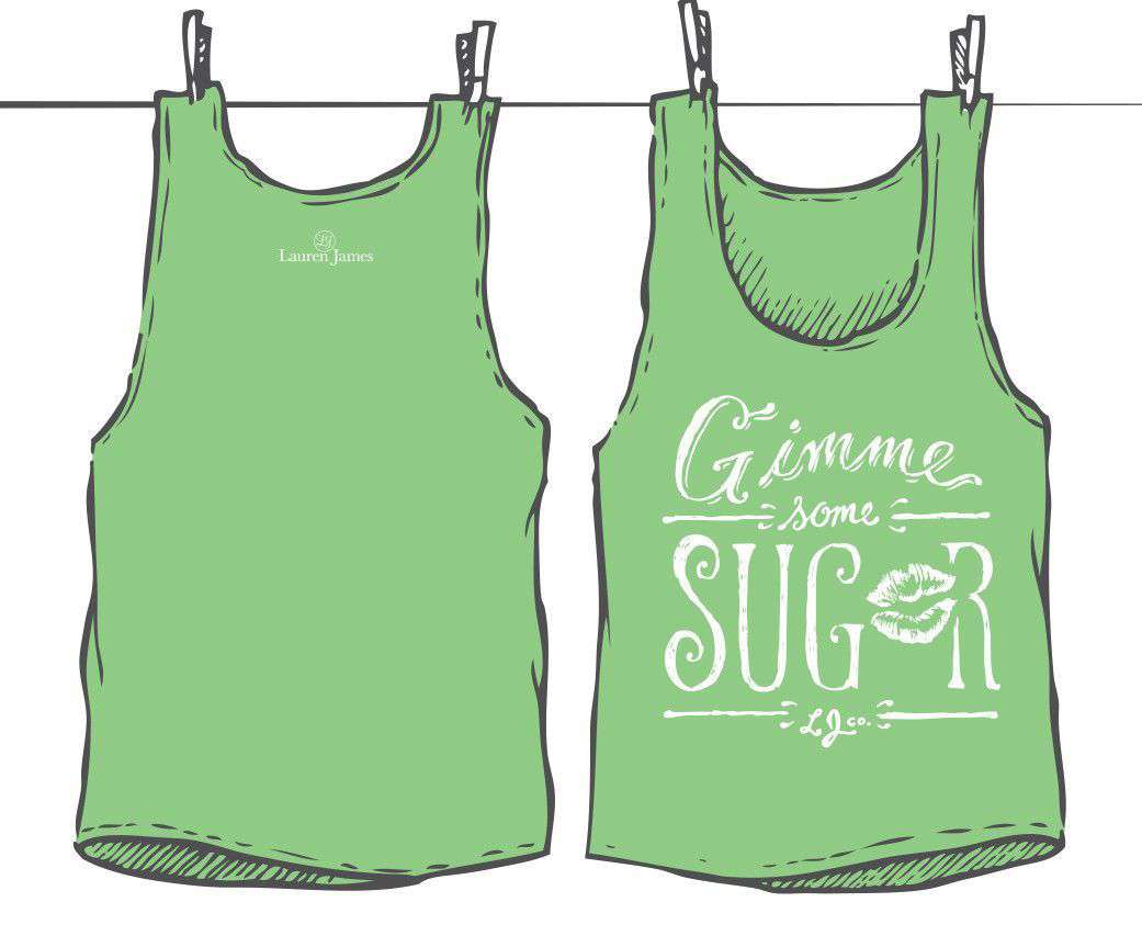 Gimme Some Sugar Tank Top in Stem Green by Lauren James - Country Club Prep