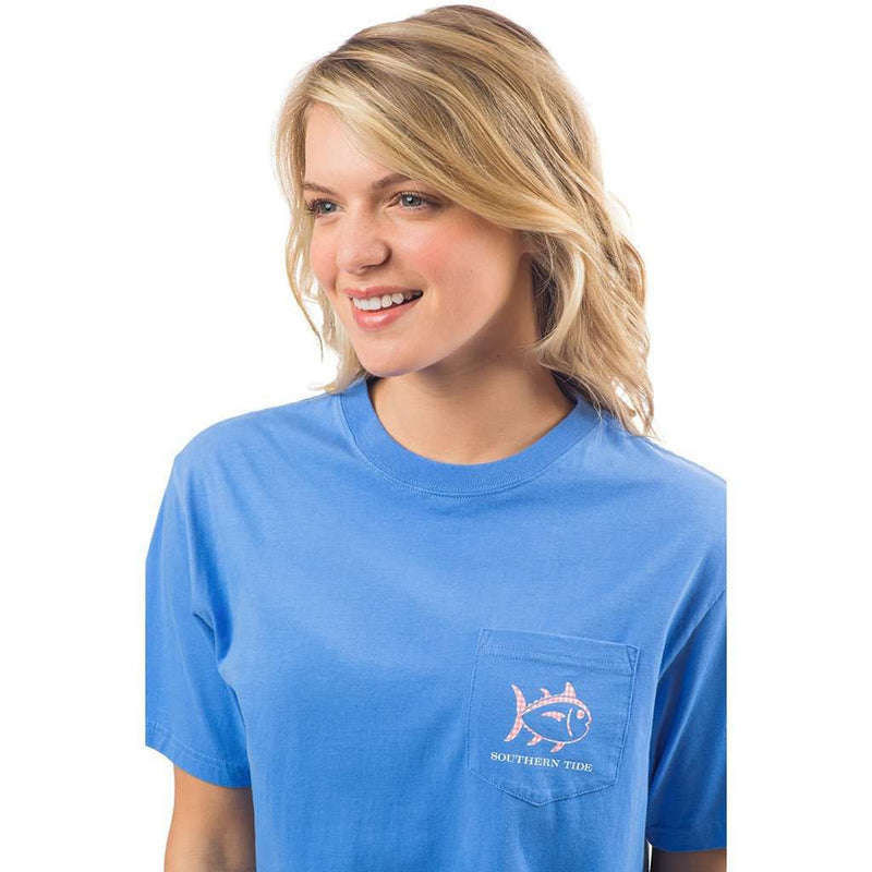 Gingham Skipjack Pocket Tee Shirt in Ultramarine by Southern Tide - Country Club Prep