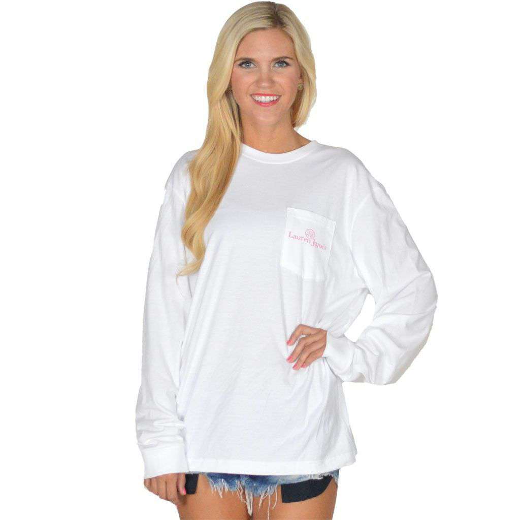 Girl's Best Friend Long Sleeve Tee in White by Lauren James - Country Club Prep