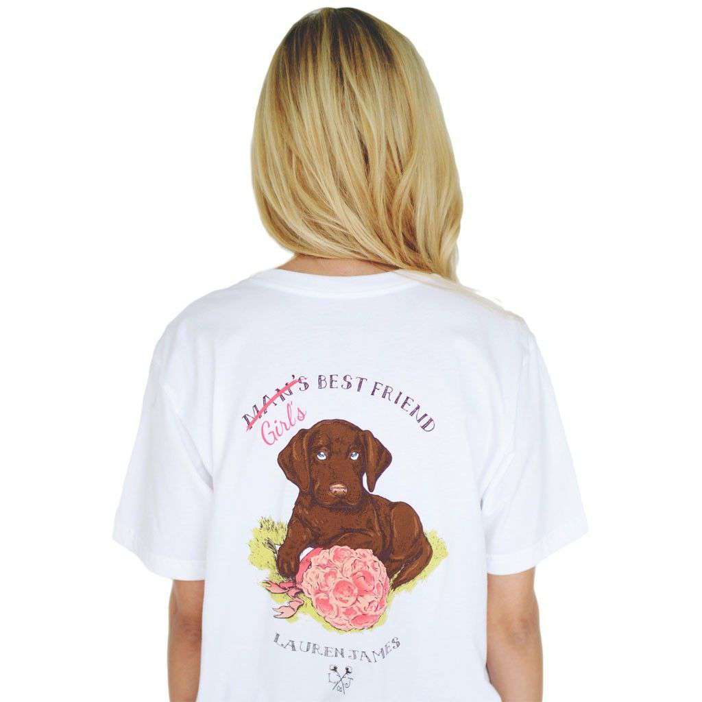 Girl's Best Friend Tee in White by Lauren James - Country Club Prep