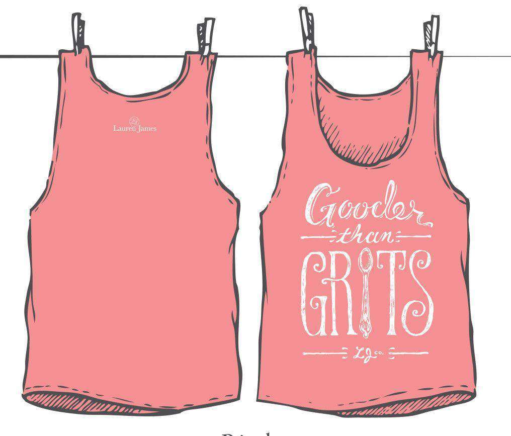 Gooder Than Grits Tank Top in Pink by Lauren James - Country Club Prep