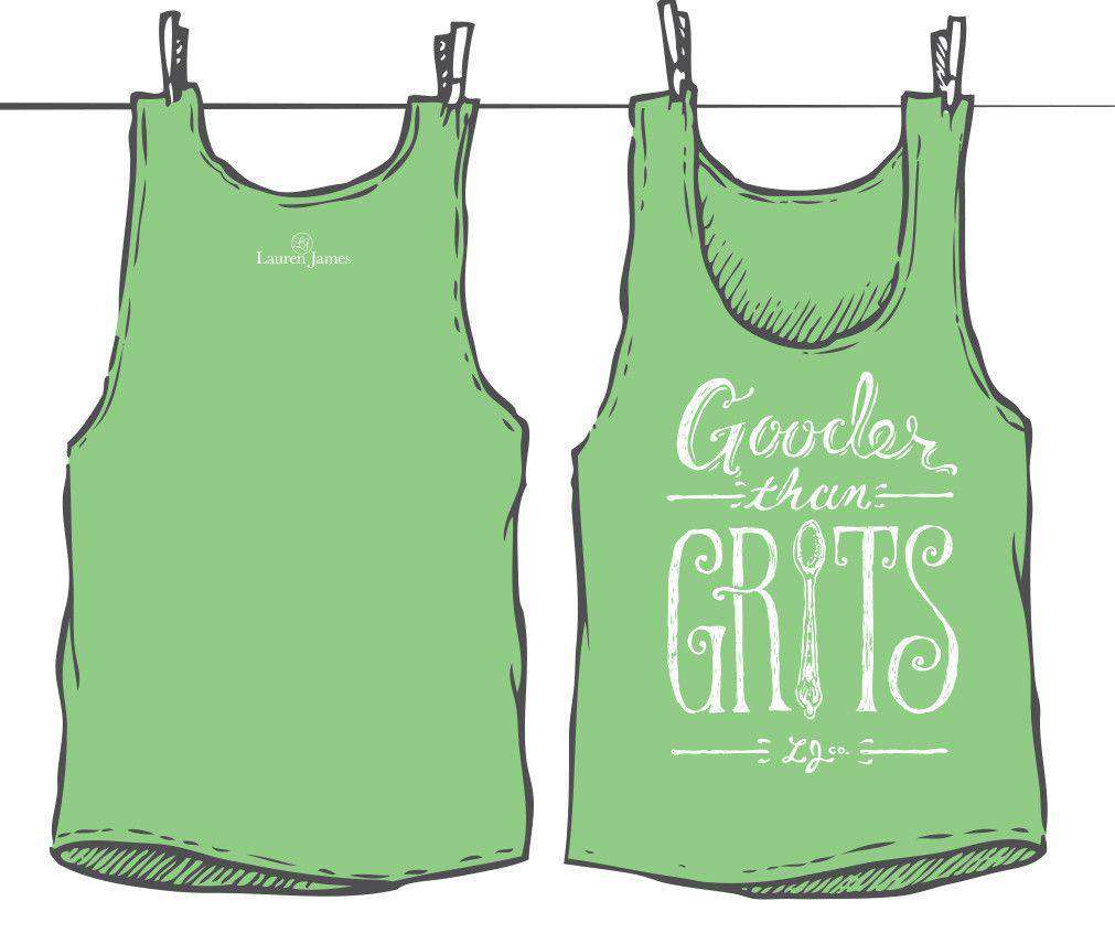 Gooder Than Grits Tank Top in Stem Green by Lauren James - Country Club Prep