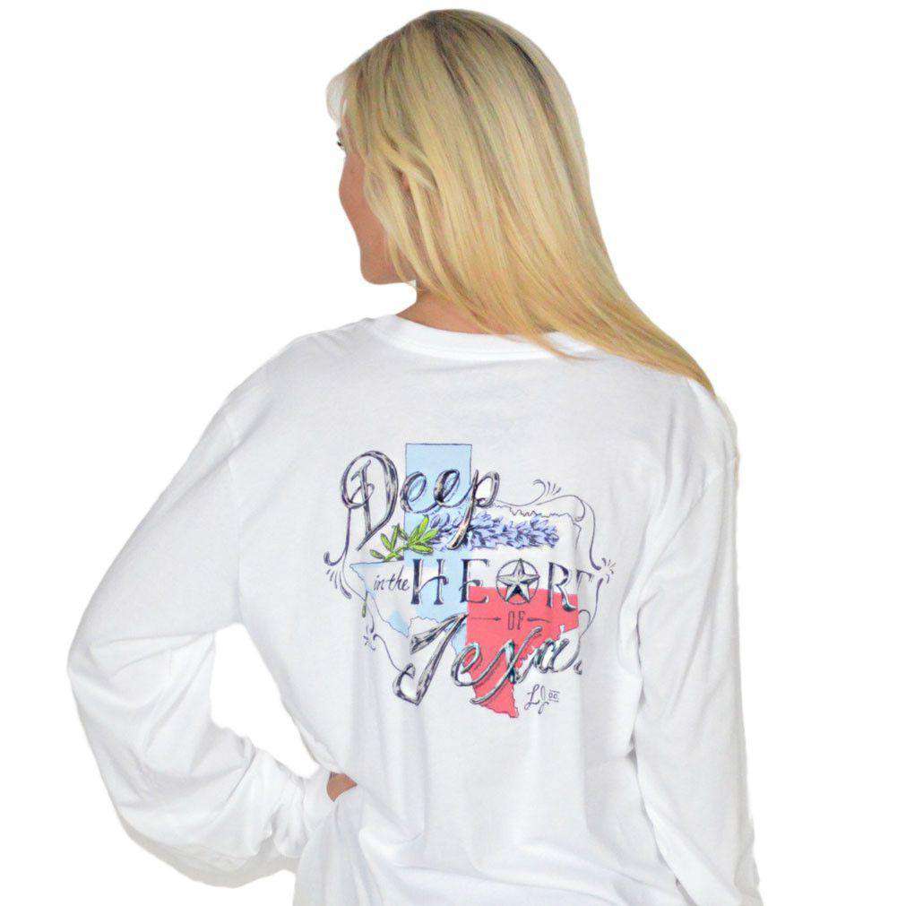 Heart of Texas Long Sleeve Tee in White by Lauren James - Country Club Prep