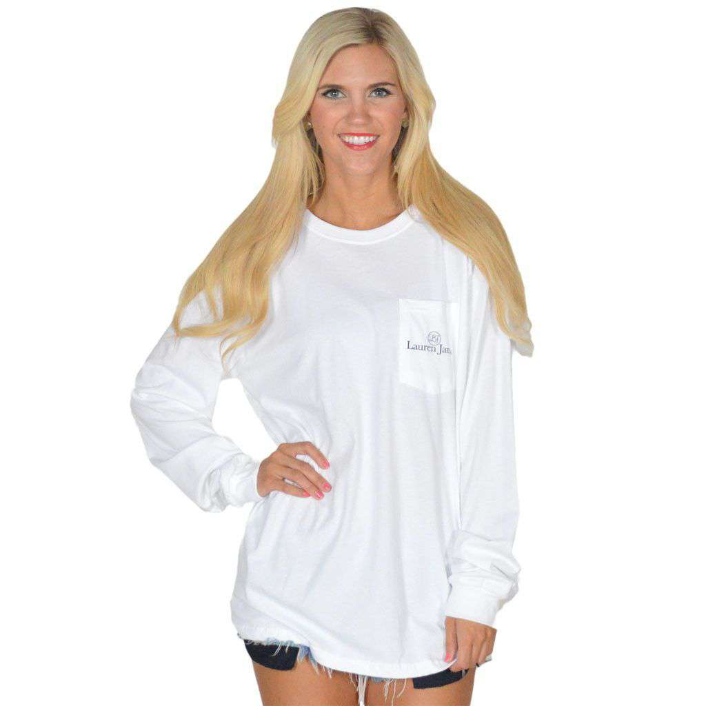 Heart of Texas Long Sleeve Tee in White by Lauren James - Country Club Prep