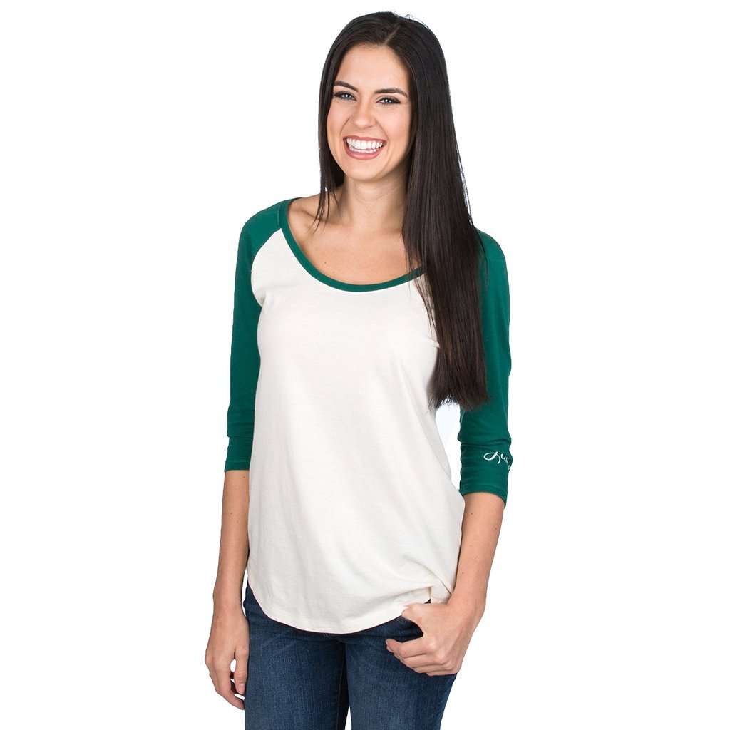 Heathered Baseball 3/4 Tee in Evergreen by Lauren James - Country Club Prep