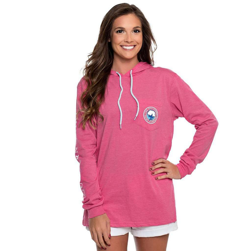 Heathered Long Sleeve Hoodie Tee in Rose by The Southern Shirt Co. - Country Club Prep
