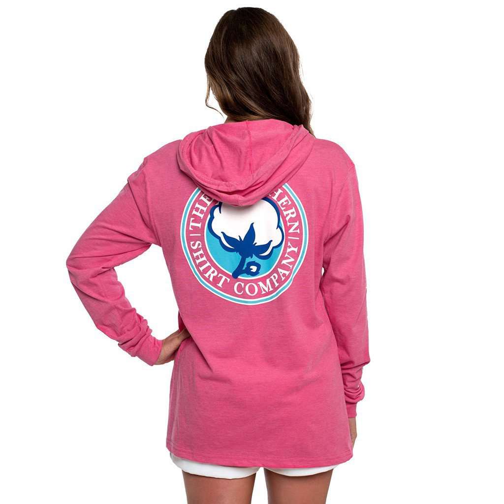 Heathered Long Sleeve Hoodie Tee in Rose by The Southern Shirt Co. - Country Club Prep