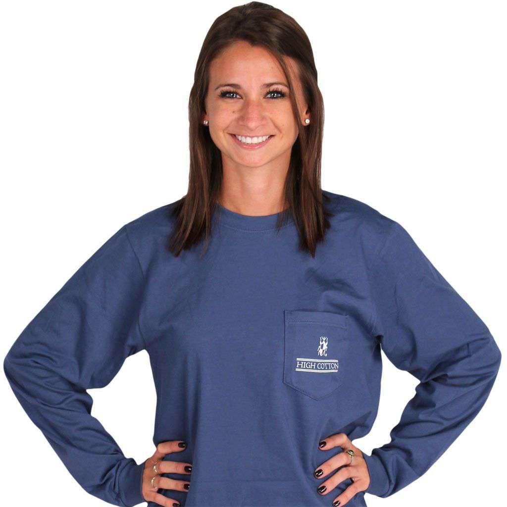 Heraldry Long Sleeve Pocket Tee in Navy by High Cotton - Country Club Prep