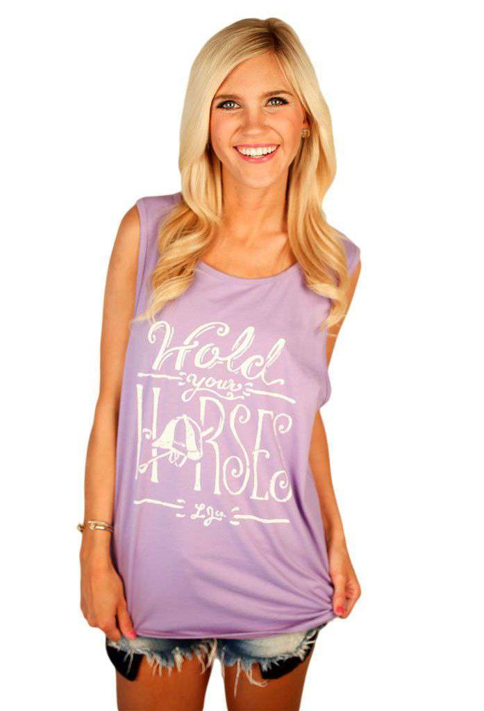 Hold Your Horses Tank Top in Lavender by Lauren James - Country Club Prep