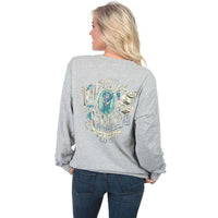 Holiday Pup Long Sleeve Tee in Heather Grey by Lauren James - Country Club Prep