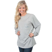 Holiday Pup Long Sleeve Tee in Heather Grey by Lauren James - Country Club Prep