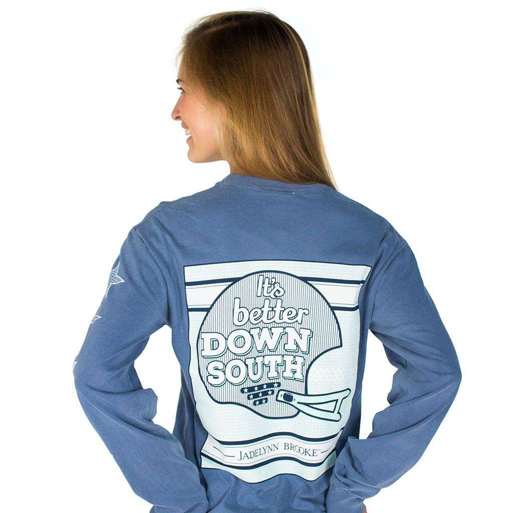 It's Better Down South Longsleeve Tee Shirt in Blue Jean by Jadelynn Brooke - Country Club Prep